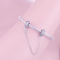 💝 Safety Chain Charm 925 Sterling Silver Gift Bracelet Wife Birthday Girlfriend