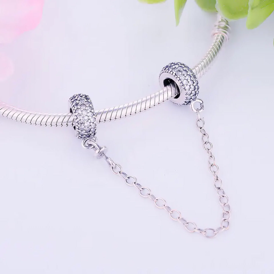 💝 Safety Chain Charm 925 Sterling Silver Gift Bracelet Wife Birthday Girlfriend