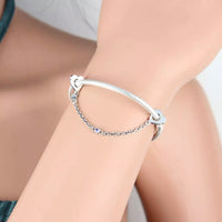 💝 Safety Chain Charm 925 Sterling Silver Gift Bracelet with Purple Heart