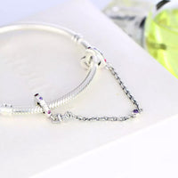 💝 Safety Chain Charm 925 Sterling Silver Gift Bracelet with Purple Heart