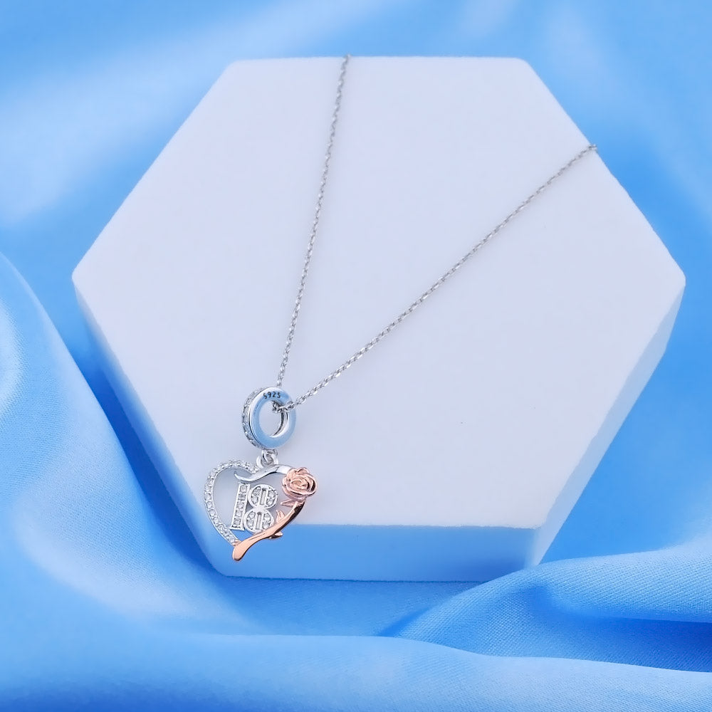 💝 18th Birthday Charm 925 Sterling Silver Heart Rose 18 Anniversary Love Gift