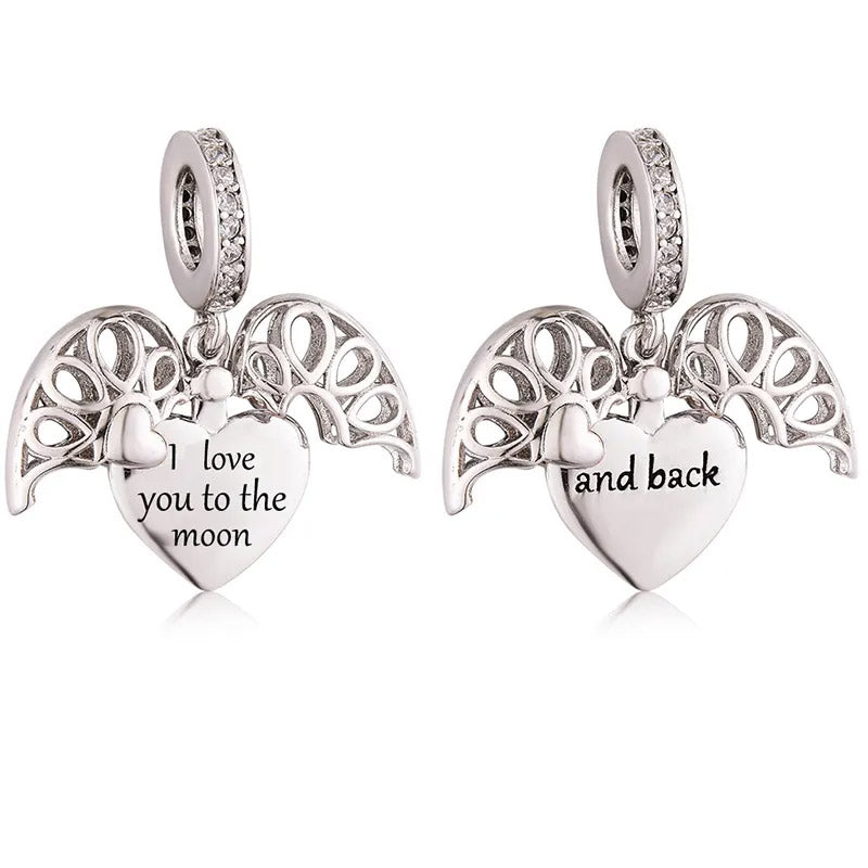 💝 Charm I Love you To The Moon and Back 925 Sterling Silver Love Gift Heart