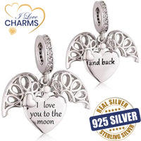 💝 Charm I Love you To The Moon and Back 925 Sterling Silver Love Gift Heart