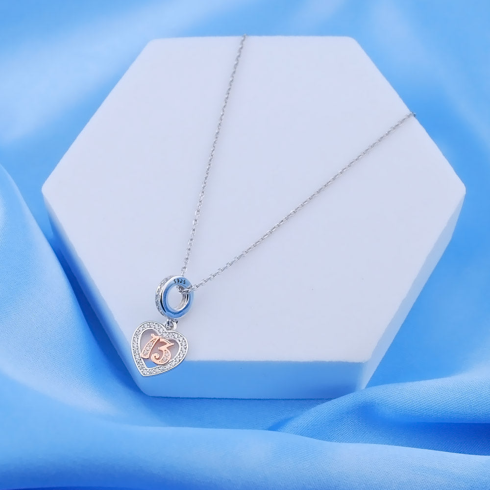 💝 13th Birthday Charm 925 Sterling Silver Number 13 Heart Love Anniversary Gift
