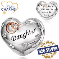 💝 Daughter Charm I Love You To The Moon And Back 925 Sterling Silver Heart Gift