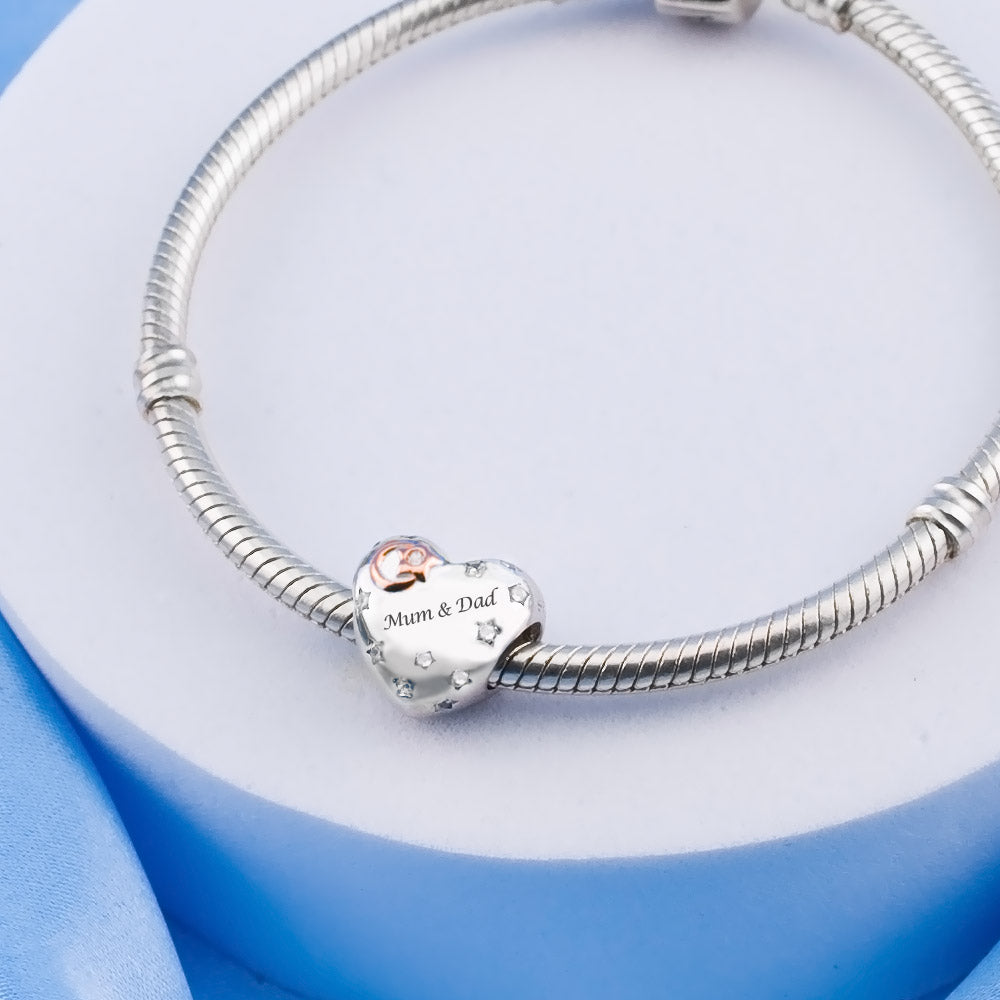 💝 Mum & Dad Charm I Love You To The Moon And Back 925 Sterling Silver Gift Bead