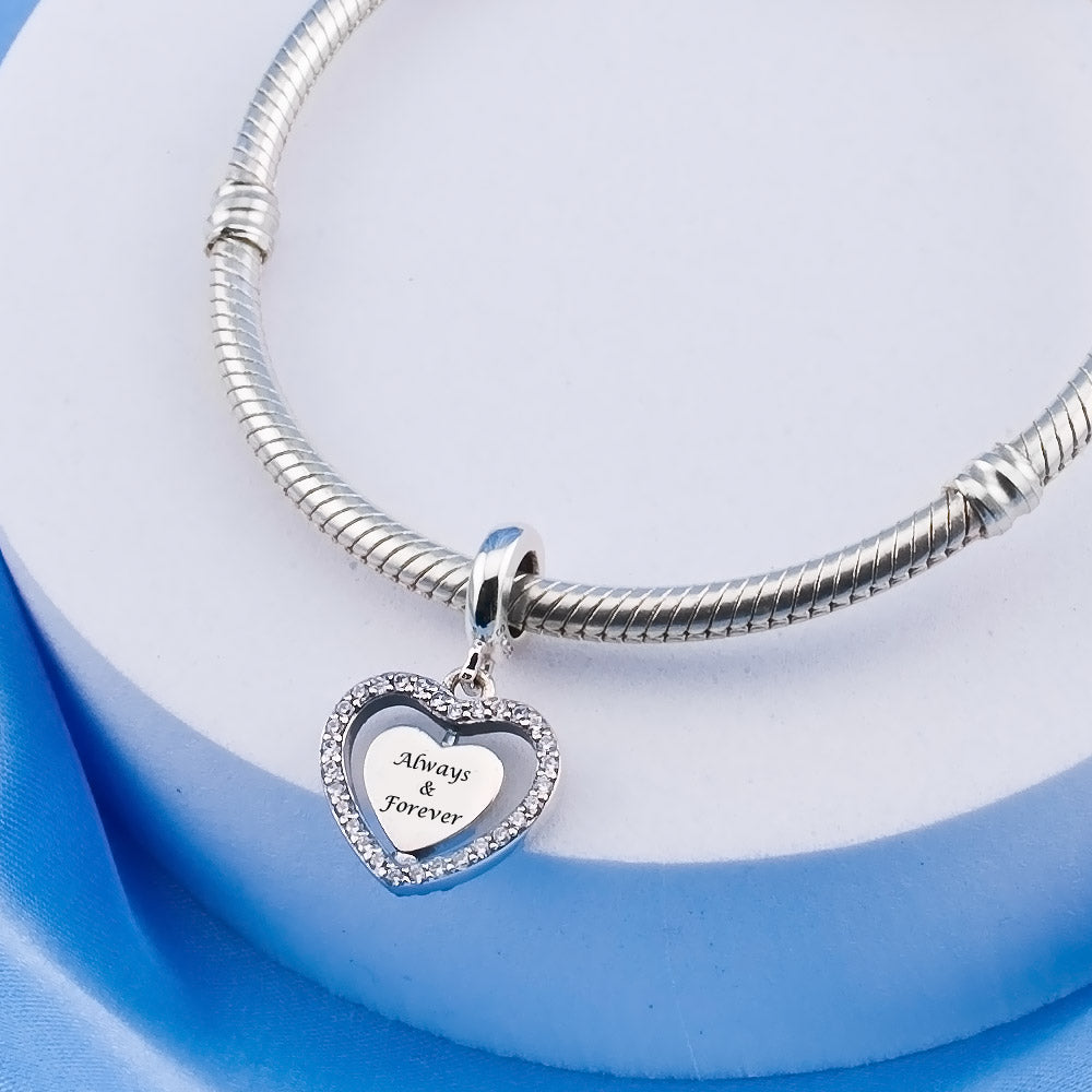 💝 Wife Always & Forever Charm 925 Sterling Silver Love Heart Anniversary Gift