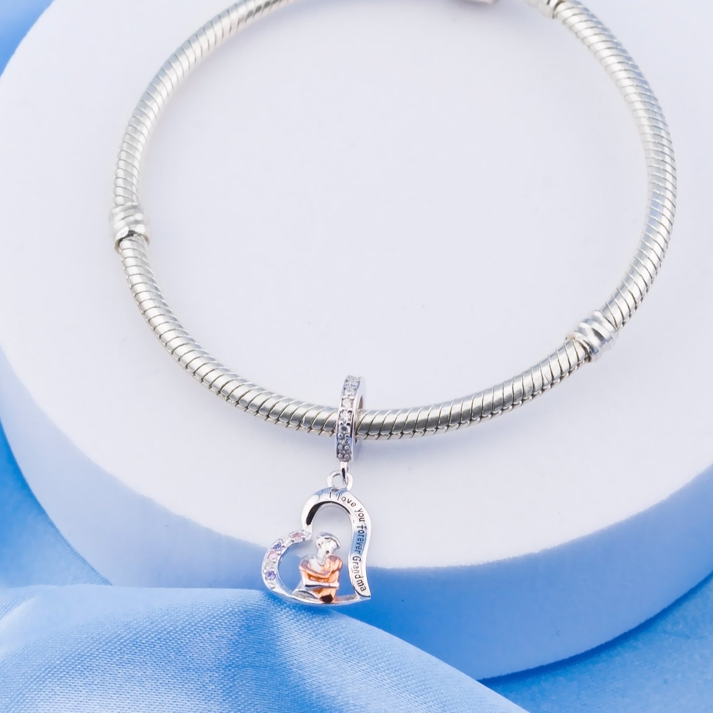 💝 I Love You Forever Grandma 925 Sterling Silver Charm Heart Love Gift for Nana