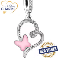 💝 Love You Forever Granddaughter 925 Sterling Silver Charm Butterfly Love Gift