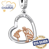 💝 Daddy's Princess Charm 925 Sterling Silver Dad And Daughter Heart Love Gift