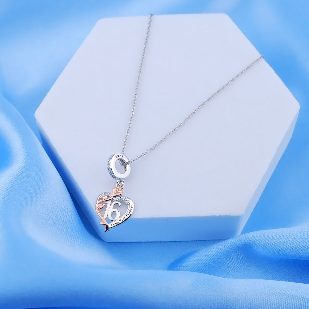 💝 16th Birthday Charm 925 Sterling Silver Number 16 Heart Love Gift Anniversary